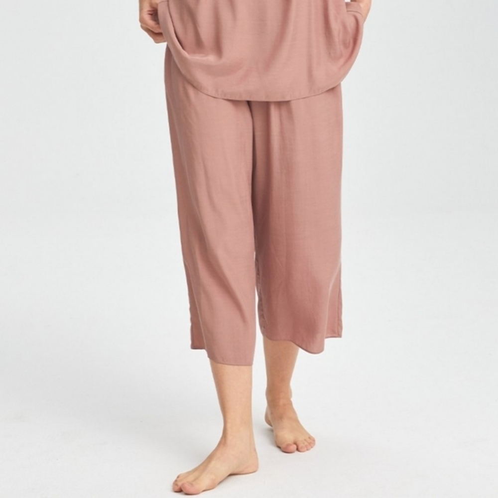 Nap Loungewear Mauve Pink Cupro Wide Leg Crop Pants